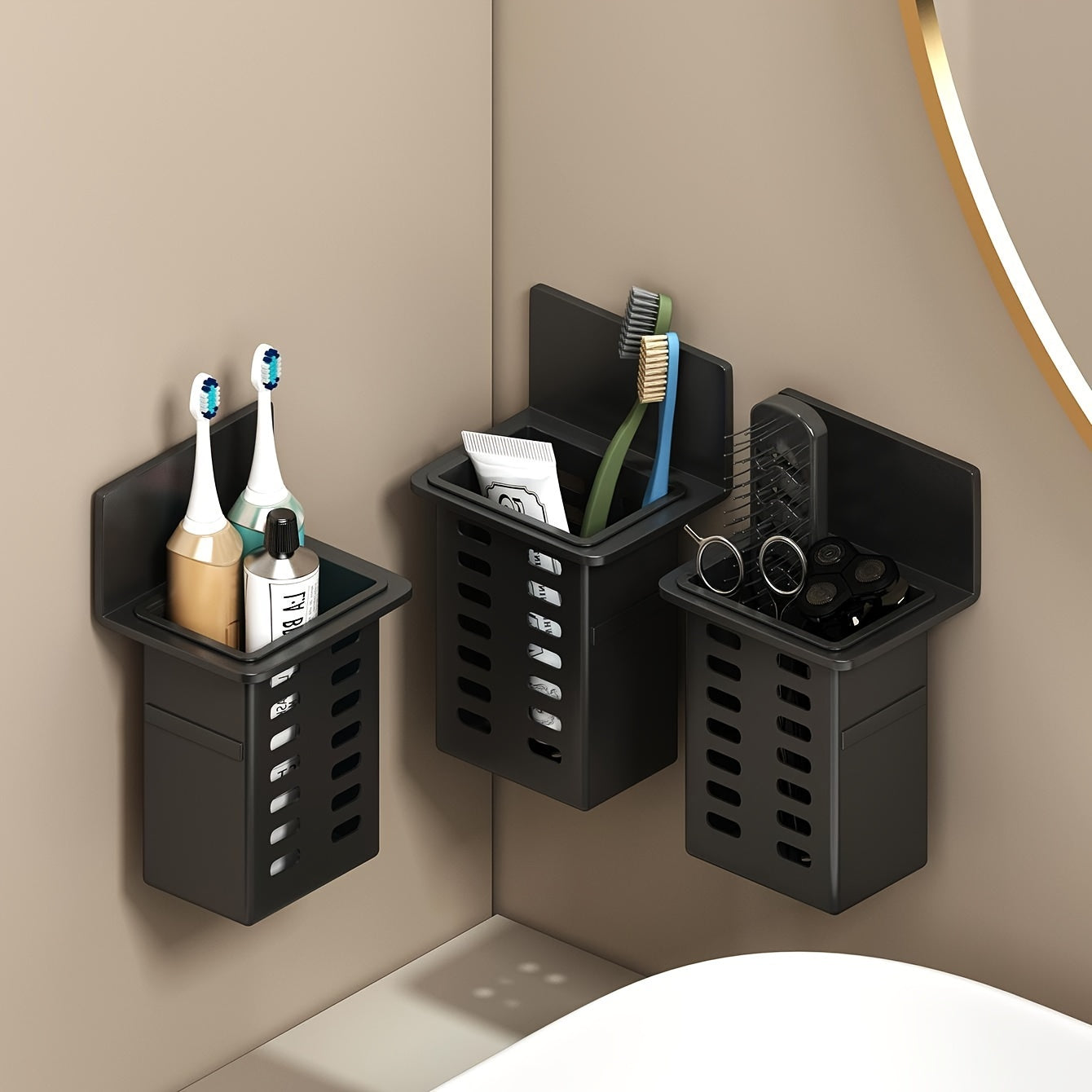 ChicStore - Black Wireless Wall Storage for Beauty Products