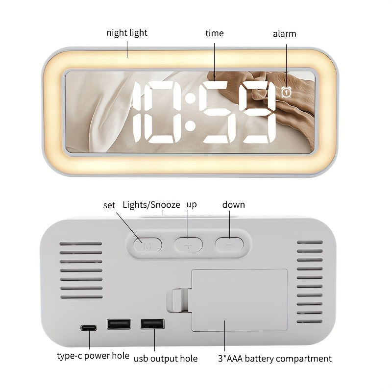 MirrorTime Alarm Clock - Stylish Digital Mirror Clock