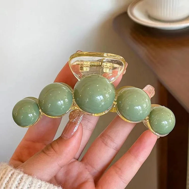 Captivating Green Pearl Hair Clip - Liana Elegans