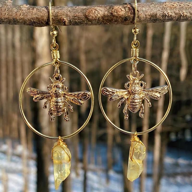 Captivating Natural Crystal Earrings with Moon and Stars - Elara
