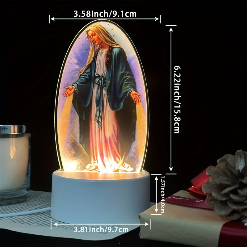 DivineGlow Night Light - LED Virgin Mary with Acrylic