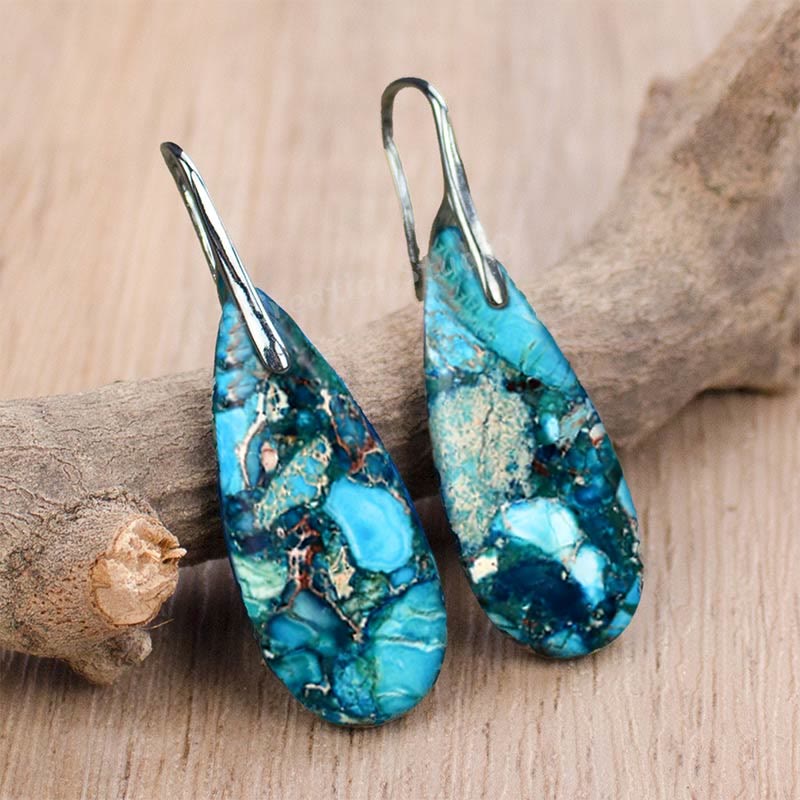 Elegant Teardrop-Shaped Imperial Stone Earrings - Amara Collection