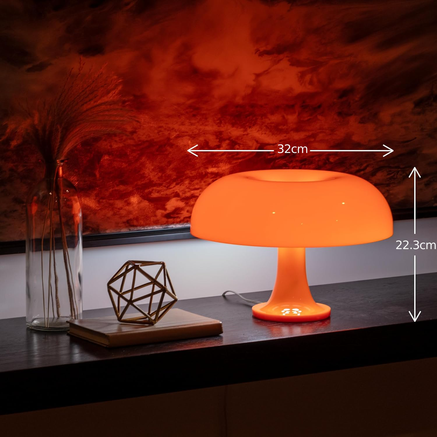 ScandiShroom - Retro Bauhaus Orange LED lamp