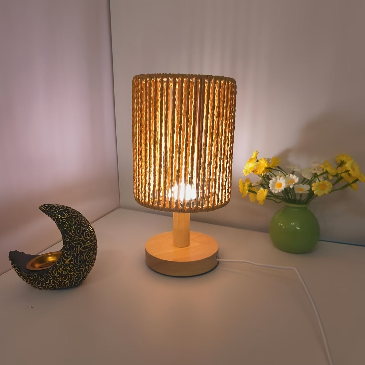 BarrelGlow Lamp - Wooden Design with Striped