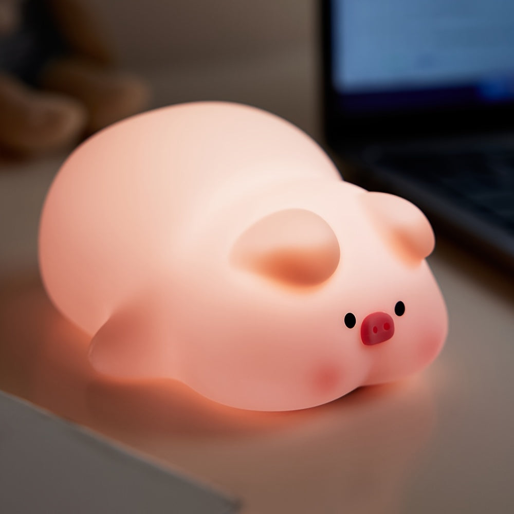 PiggyGlow – Cute Silicone Night Light, USB Rechargeable