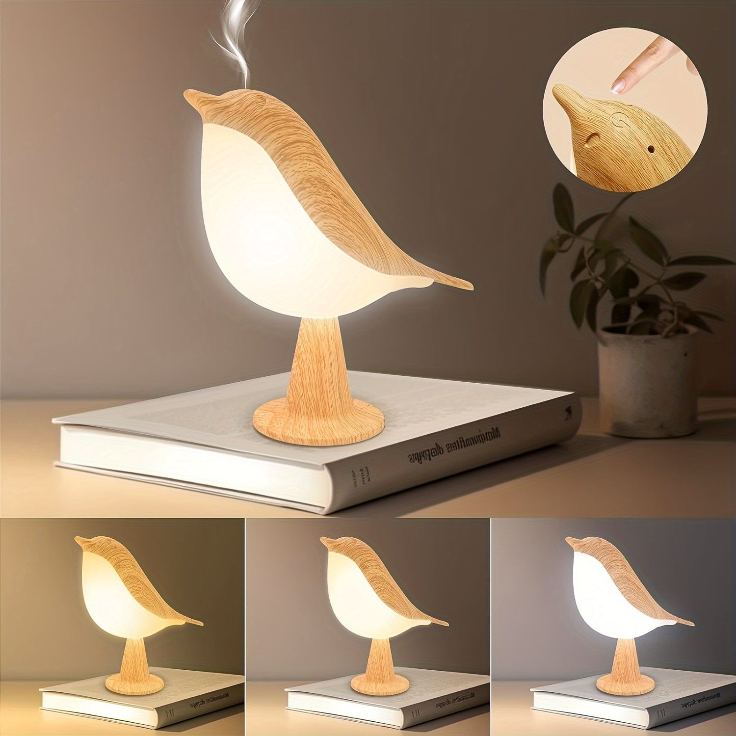 BrightNest - USB LED fågel bordslampa med touch