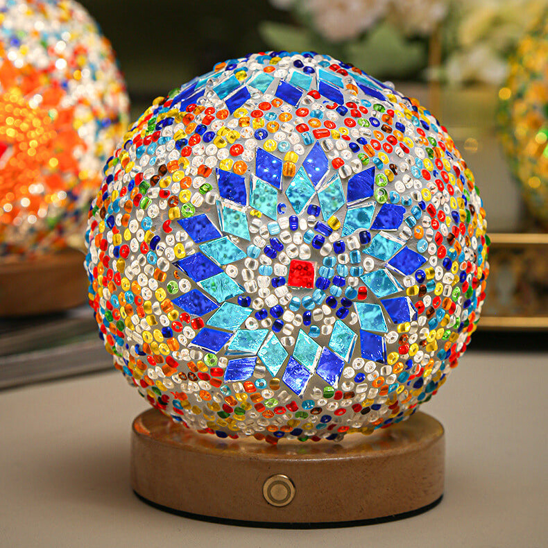 BohoCharm - Modern USB Table Lamp with Wood and Glass