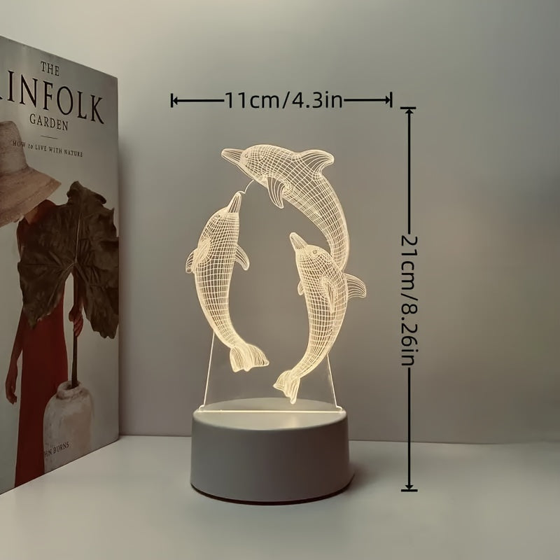 GeoDolphin - Trendy 3D Illusion Table Lamp