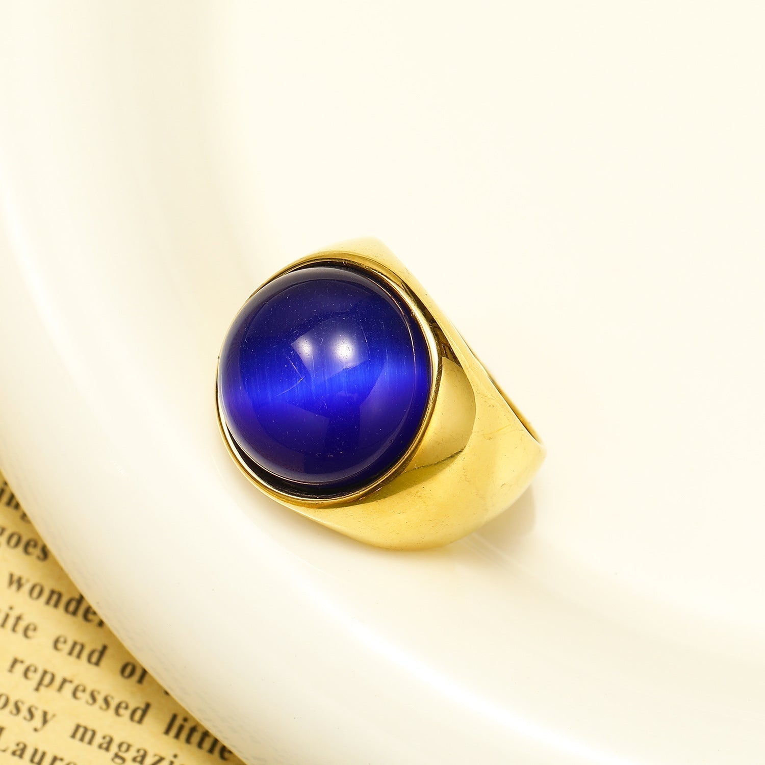 Beautiful Large Cat's Eye Gemstone Ring - Liora
