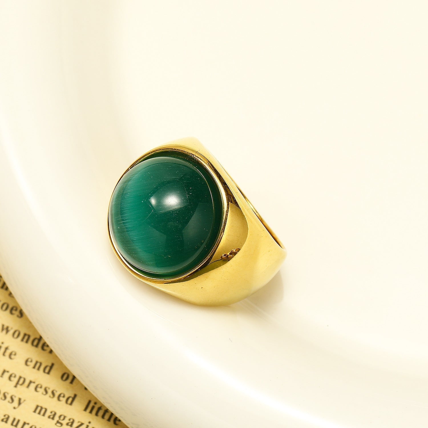 Beautiful Large Cat's Eye Gemstone Ring - Liora