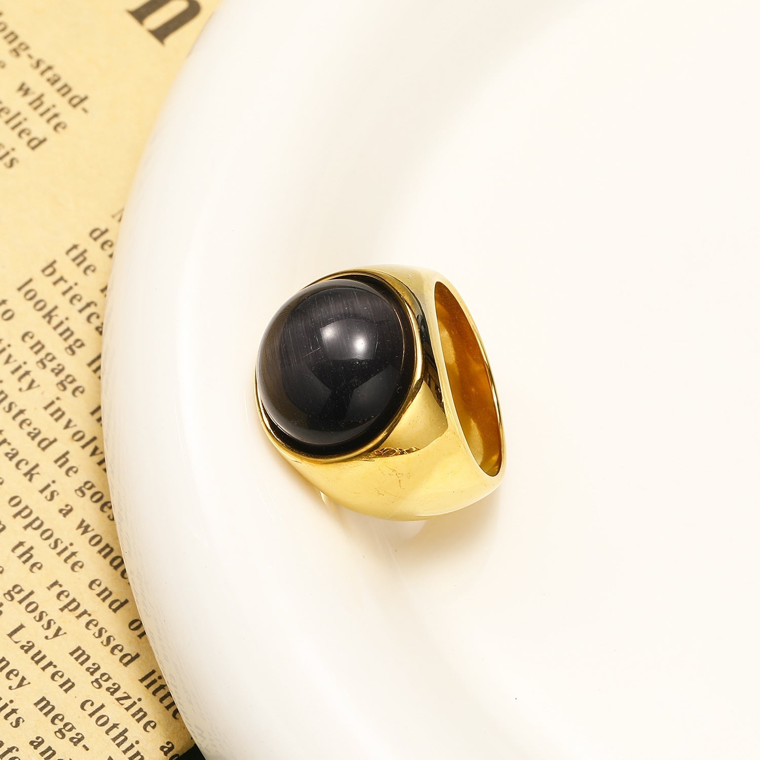 Beautiful Large Cat's Eye Gemstone Ring - Liora