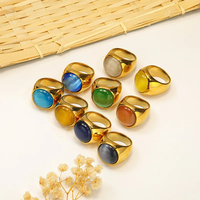 Beautiful Large Cat's Eye Gemstone Ring - Liora