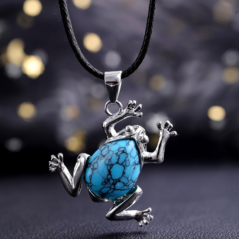 Gaia Natural Crystals Meditation Necklace with Frog Design