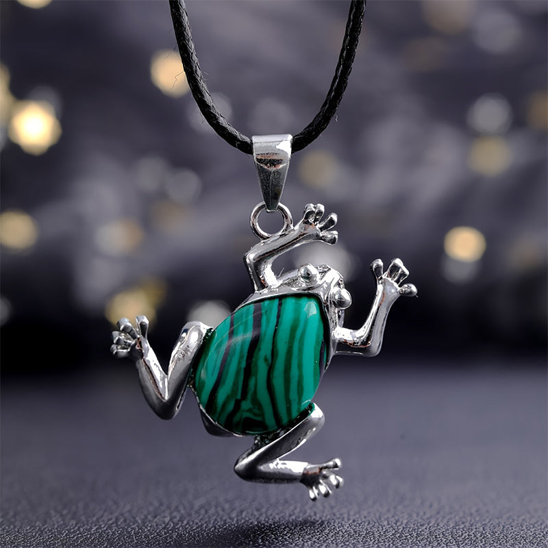 Gaia Natural Crystals Meditation Necklace with Frog Design