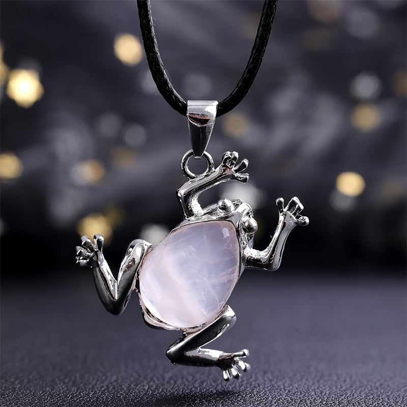 Gaia Natural Crystals Meditation Necklace with Frog Design