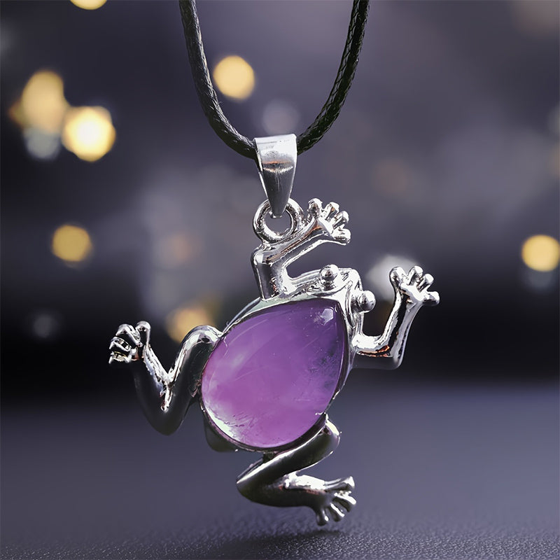 Gaia Natural Crystals Meditation Necklace with Frog Design