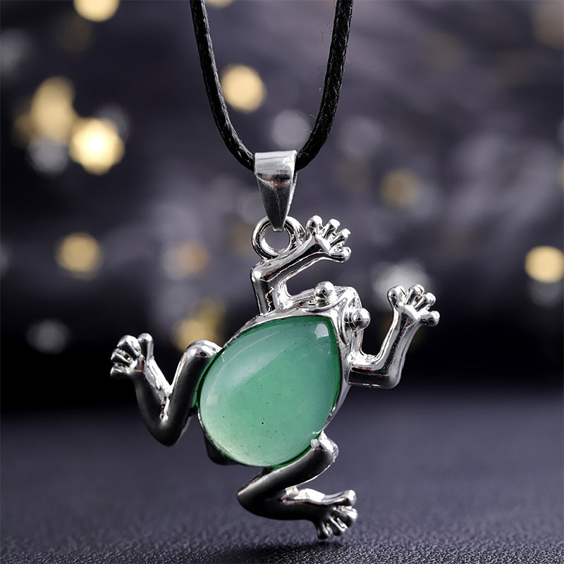 Gaia Natural Crystals Meditation Necklace with Frog Design