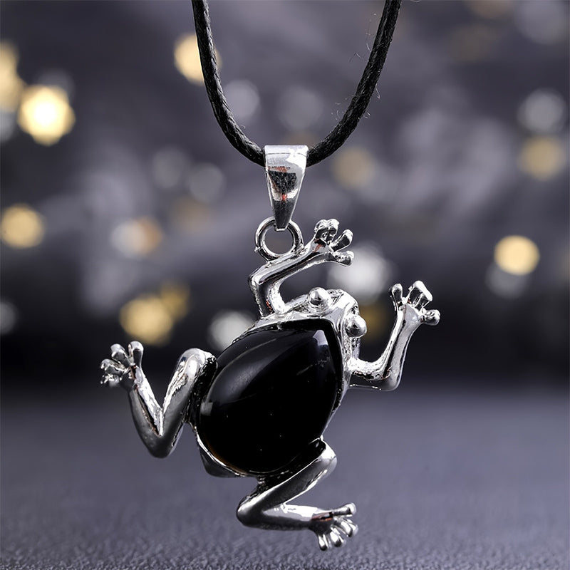 Gaia Natural Crystals Meditation Necklace with Frog Design