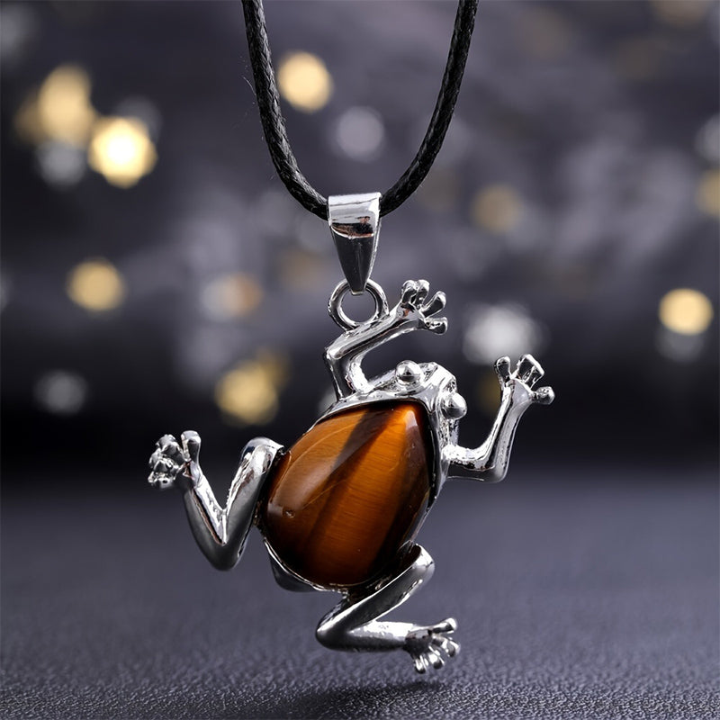 Gaia Natural Crystals Meditation Necklace with Frog Design