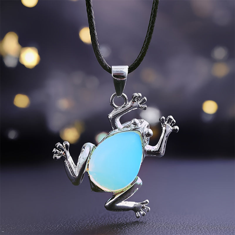 Gaia Natural Crystals Meditation Necklace with Frog Design