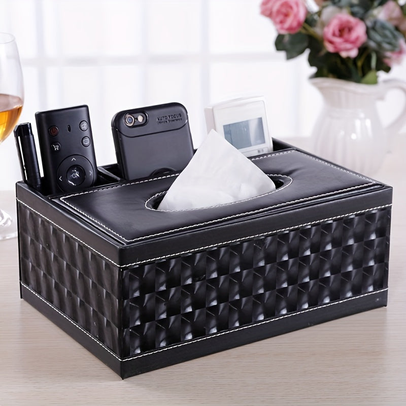 Chic Organizer - Luxurious Faux Leather Storage Box with 4 Compartments