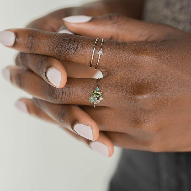 Captivating Selene Ring with Natural Peridot and Sparkling Zircon Stones