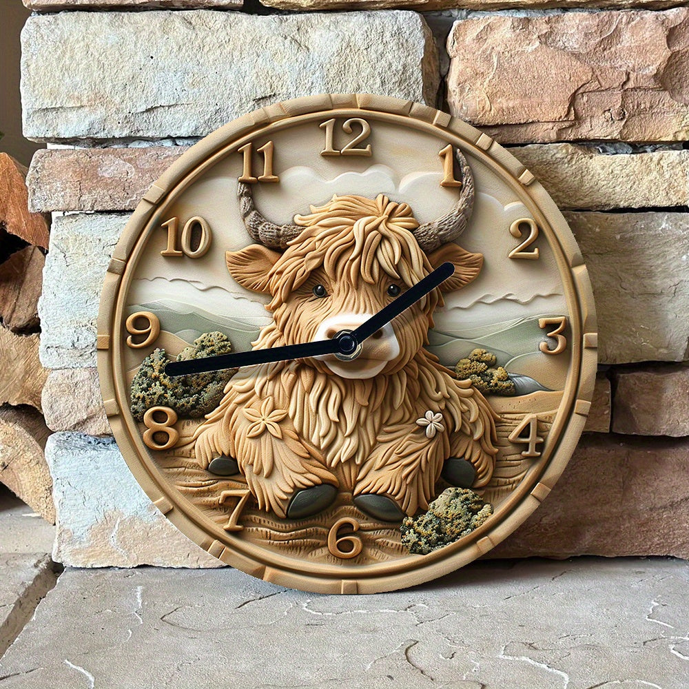 HighlandCharm Clock – Stylish Wall Clock with Kiss Motif