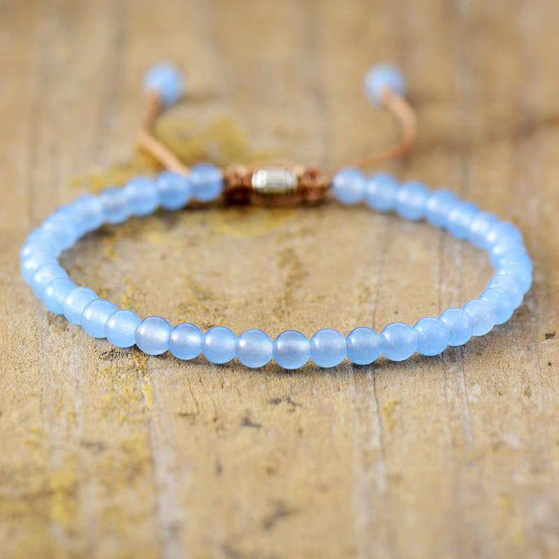 Adjustable Braided Bracelet with Natural Stone Beads - Aisha