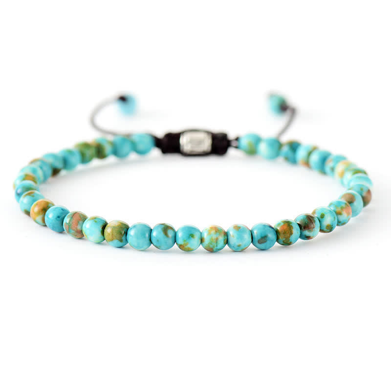 Adjustable Braided Bracelet with Natural Stone Beads - Aisha