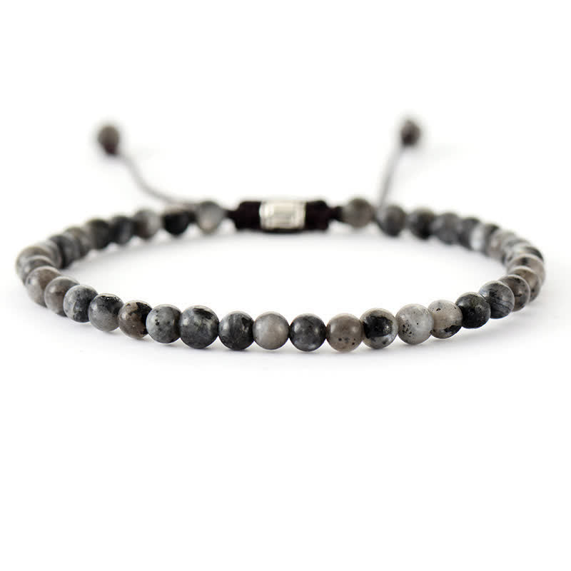 Adjustable Braided Bracelet with Natural Stone Beads - Aisha