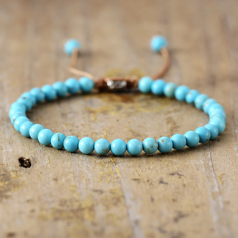 Adjustable Braided Bracelet with Natural Stone Beads - Aisha