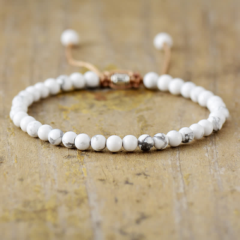 Adjustable Braided Bracelet with Natural Stone Beads - Aisha