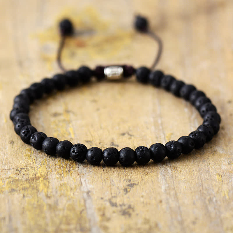 Adjustable Braided Bracelet with Natural Stone Beads - Aisha