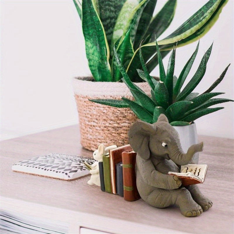 Charming - Playful Elephant and Rabbit Bookends