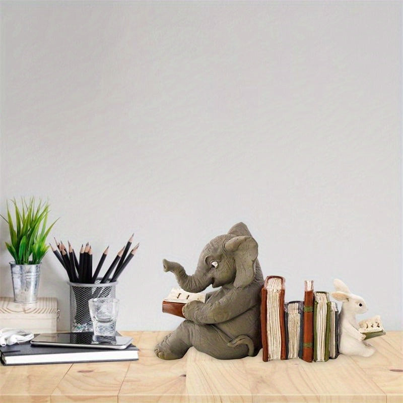 Charming - Playful Elephant and Rabbit Bookends