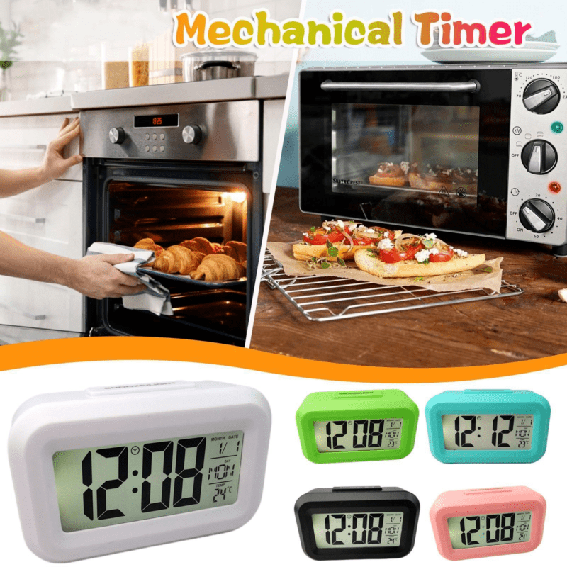 SmartAlarm Clock – Compact LCD Alarm Clock with Sound and Temperature