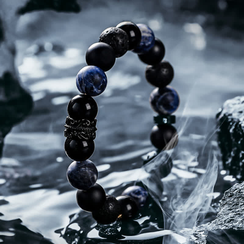 Ragnar "Lord Black Warrior" Natural Crystals Bracelet - Power and Style in One