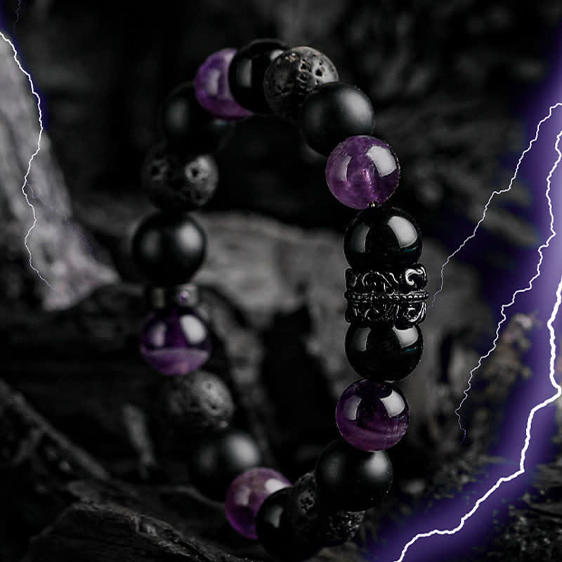 Ragnar "Lord Black Warrior" Natural Crystals Bracelet - Power and Style in One