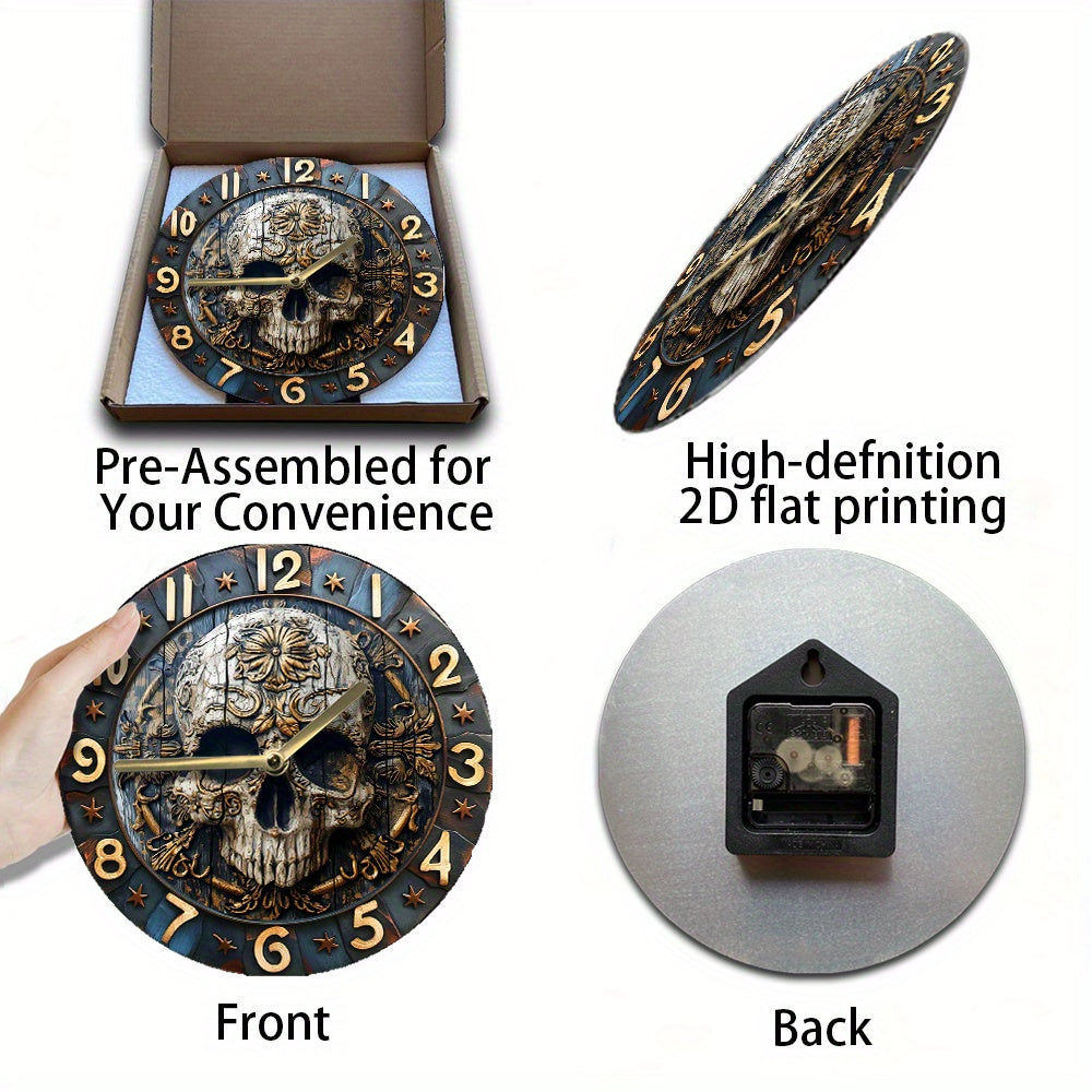 SkullTime Clock - Modern Aluminum Alarm Clock with Schedel