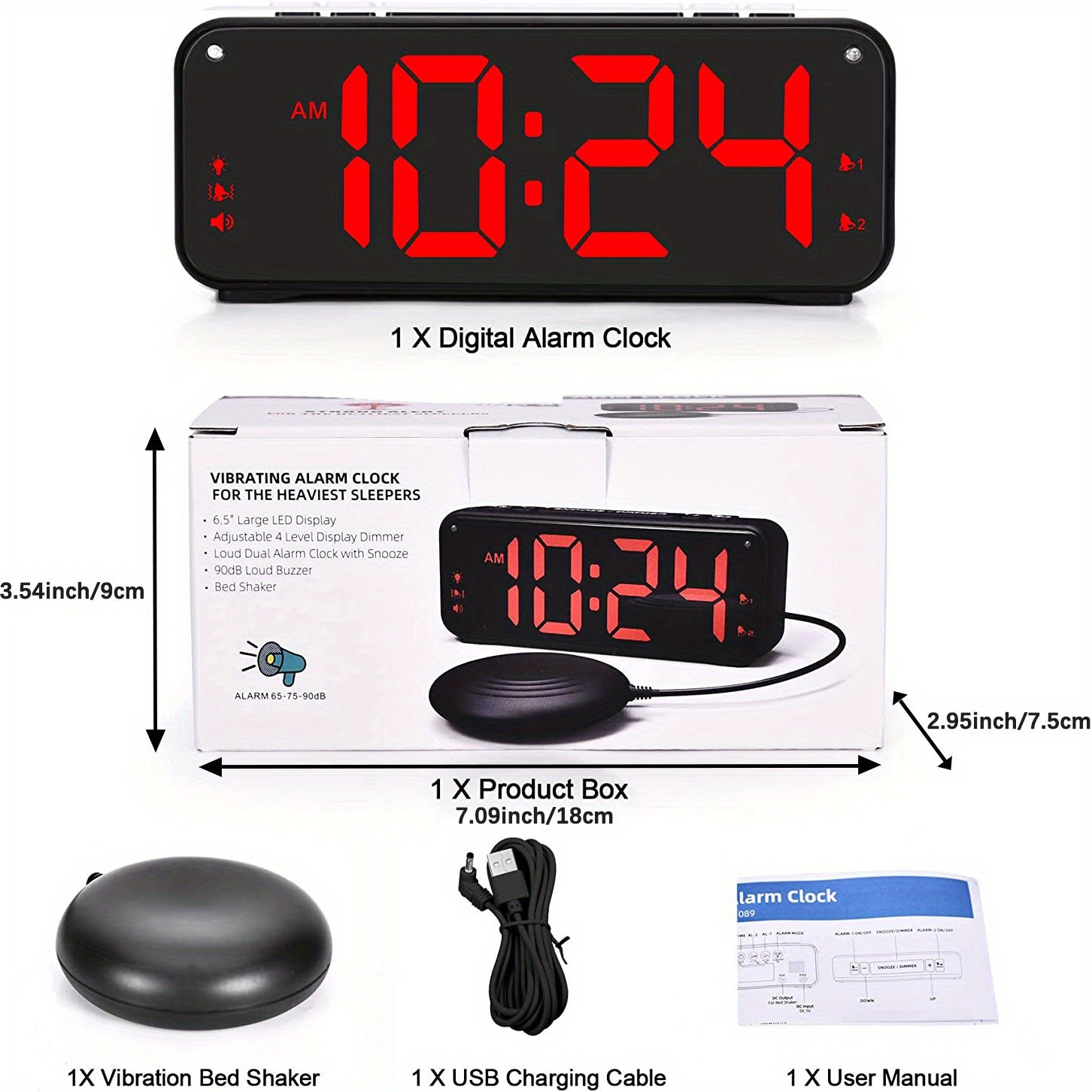 LoudClock - Premium Vibrating Alarm Clock with LED Display