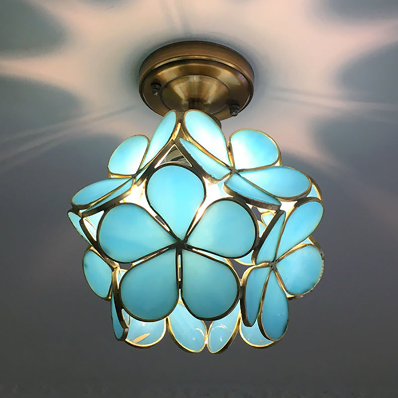 FloralGlow Retro Ceiling Lamp - Retro Tiffany Ceiling Lamp for a Captivating Interior