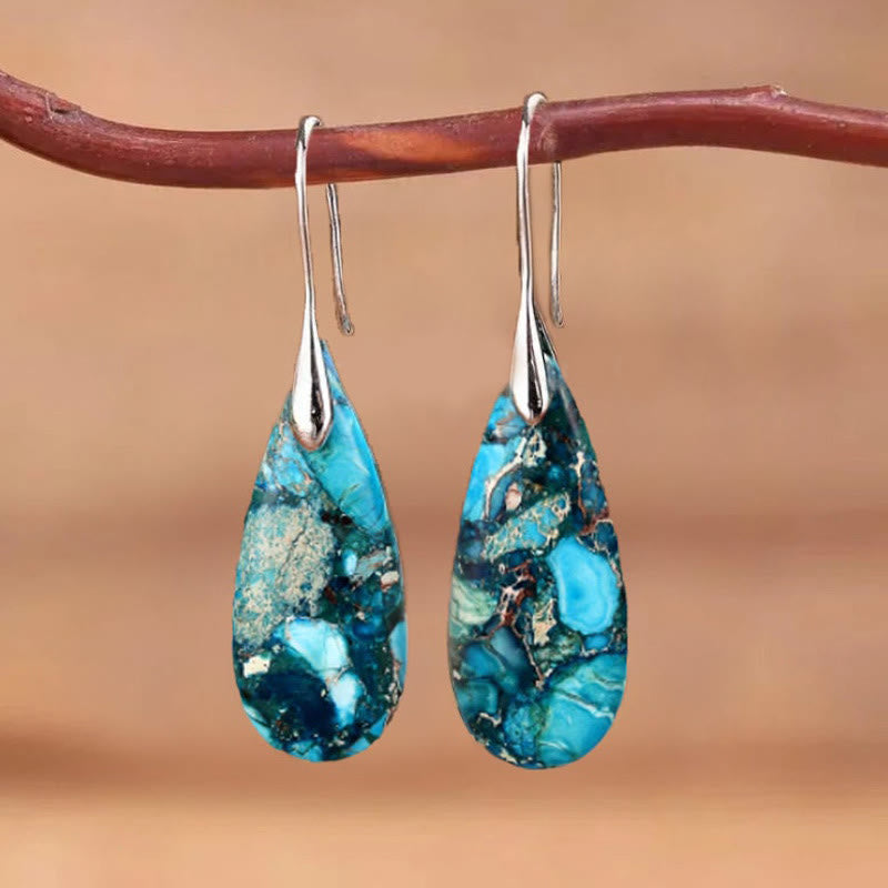 Elegant Teardrop-Shaped Imperial Stone Earrings - Amara Collection