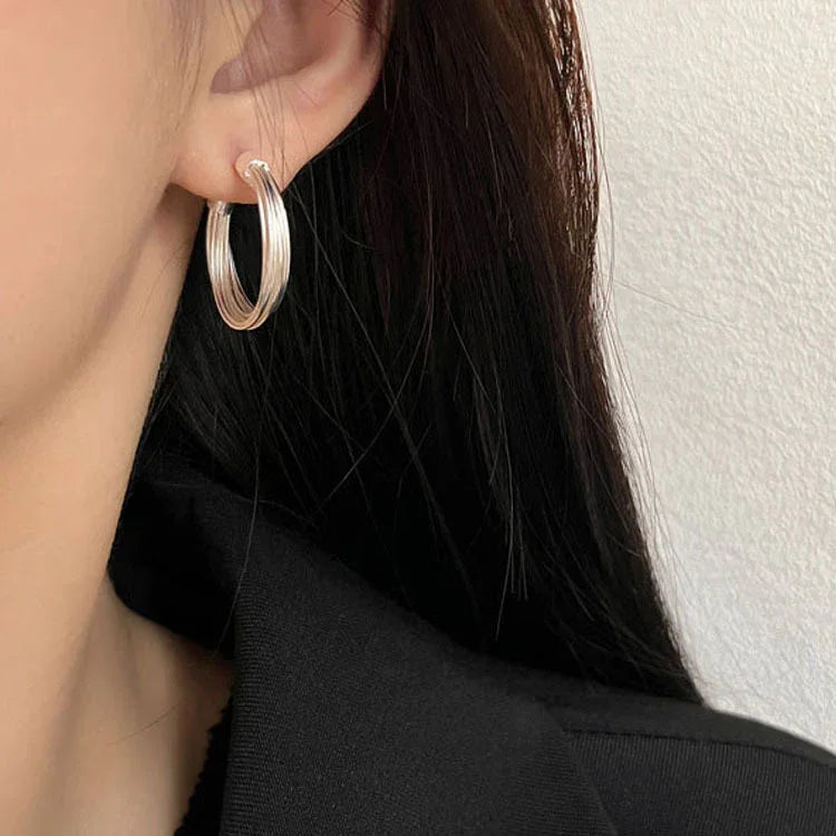 Amelie Layered Lines Earrings - Elegant Hoops