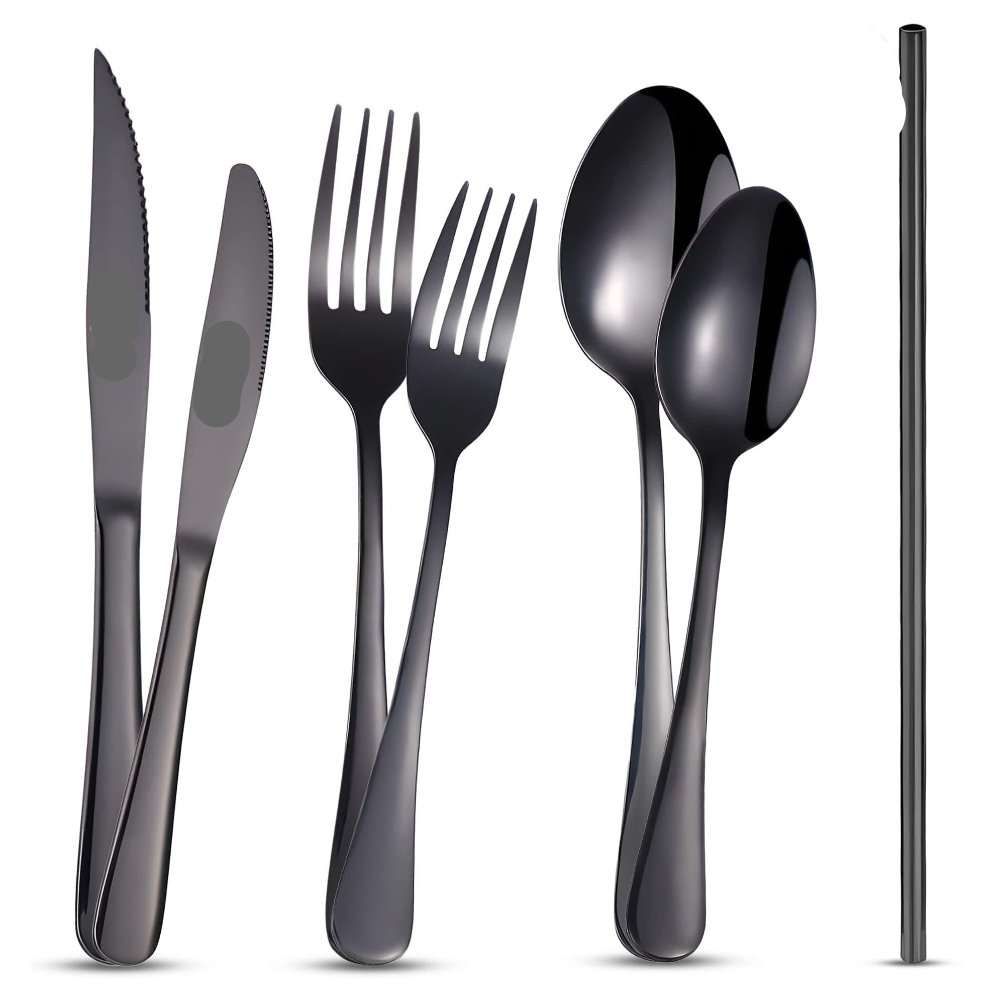 NachtServe – Luxury Black Stainless Steel Cutlery Set