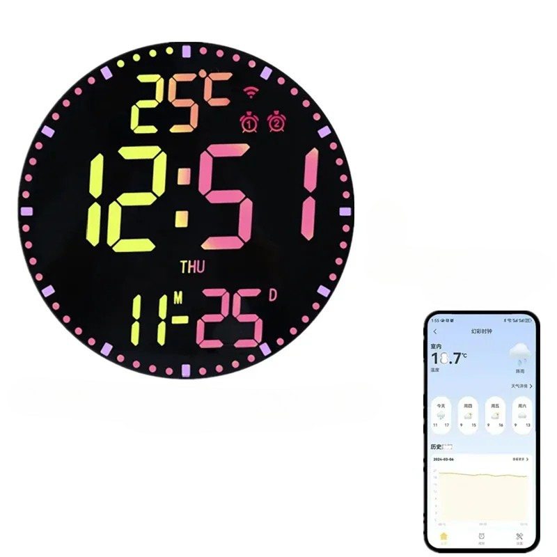 WiFiTime Clock - Sleek LED Alarm Clock with Calendar