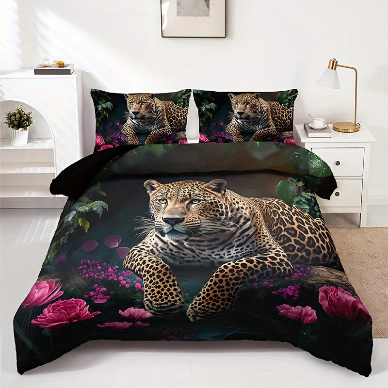 FierceFloral Bedding Set – Luxurious Animal Print and Flowers