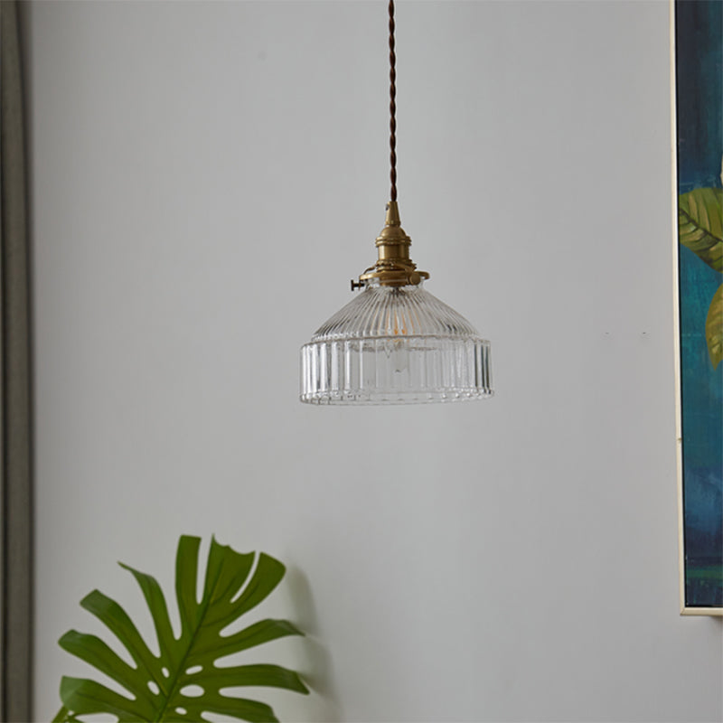 LoftLuxe Pendant - Rustic Hanging Lamp with Striped Glass