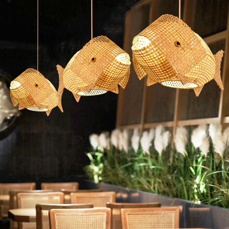 WaveGlow Pendant Lamp - Elegant Wooden Asian Pendant Lamp