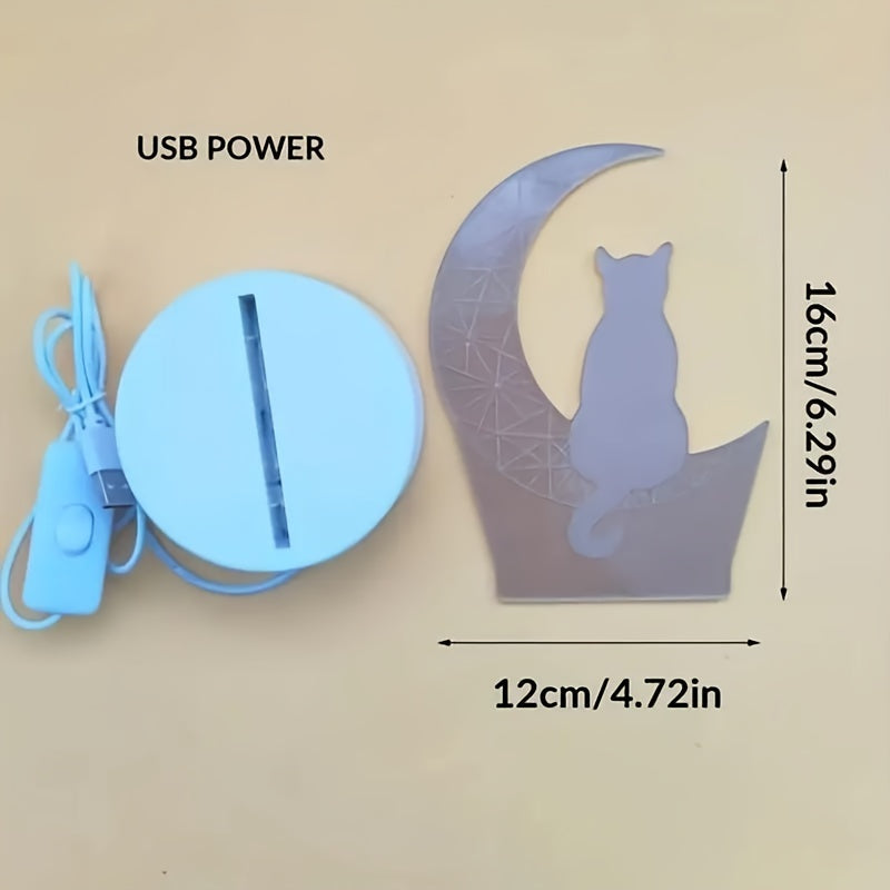 MoonGlow Lampa - 3D Katt Bordslampa USB