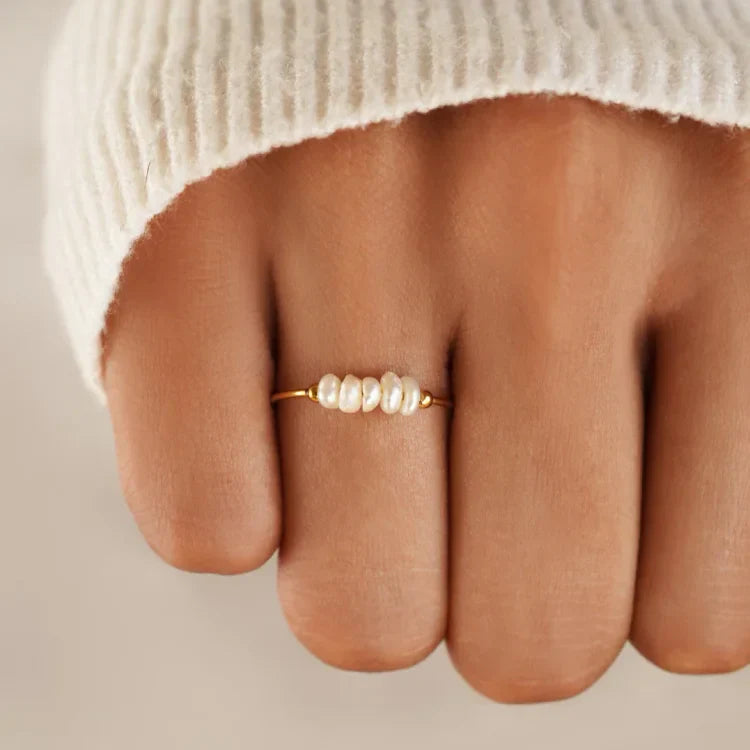 Elegant Sophie Gold Pearl Ring - Timeless Luxury